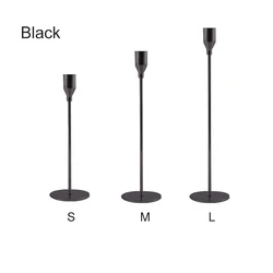 Nordic Home Decorative Multiple Black Metallic Iron Gold Taper Metal Candlestick Holder
