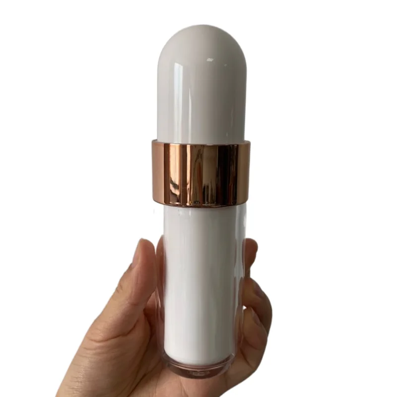 2022 New arrival acrylic capsule shape  double wall Replaceable Design airless lotion serum bottle 30ml 50ml