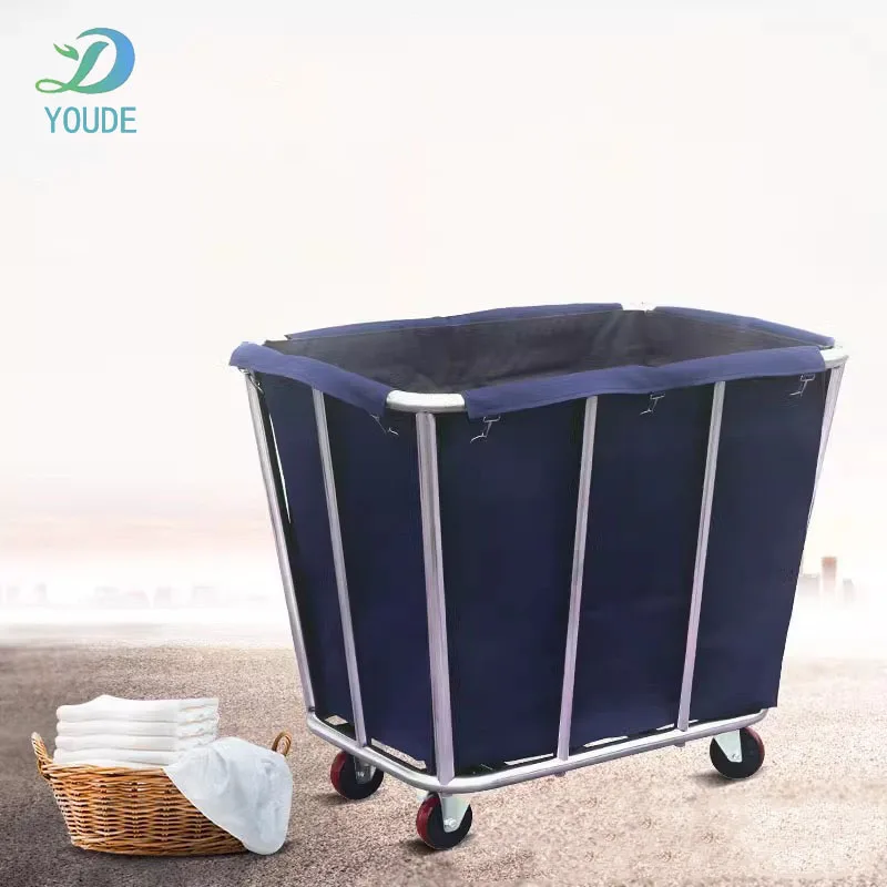 Hotel Storage Cart Hotel Laundry Trolley Room Special Service Cart Oxford Cloth Bag+Stainless Steel Frame Four-wheeled  Trolley
