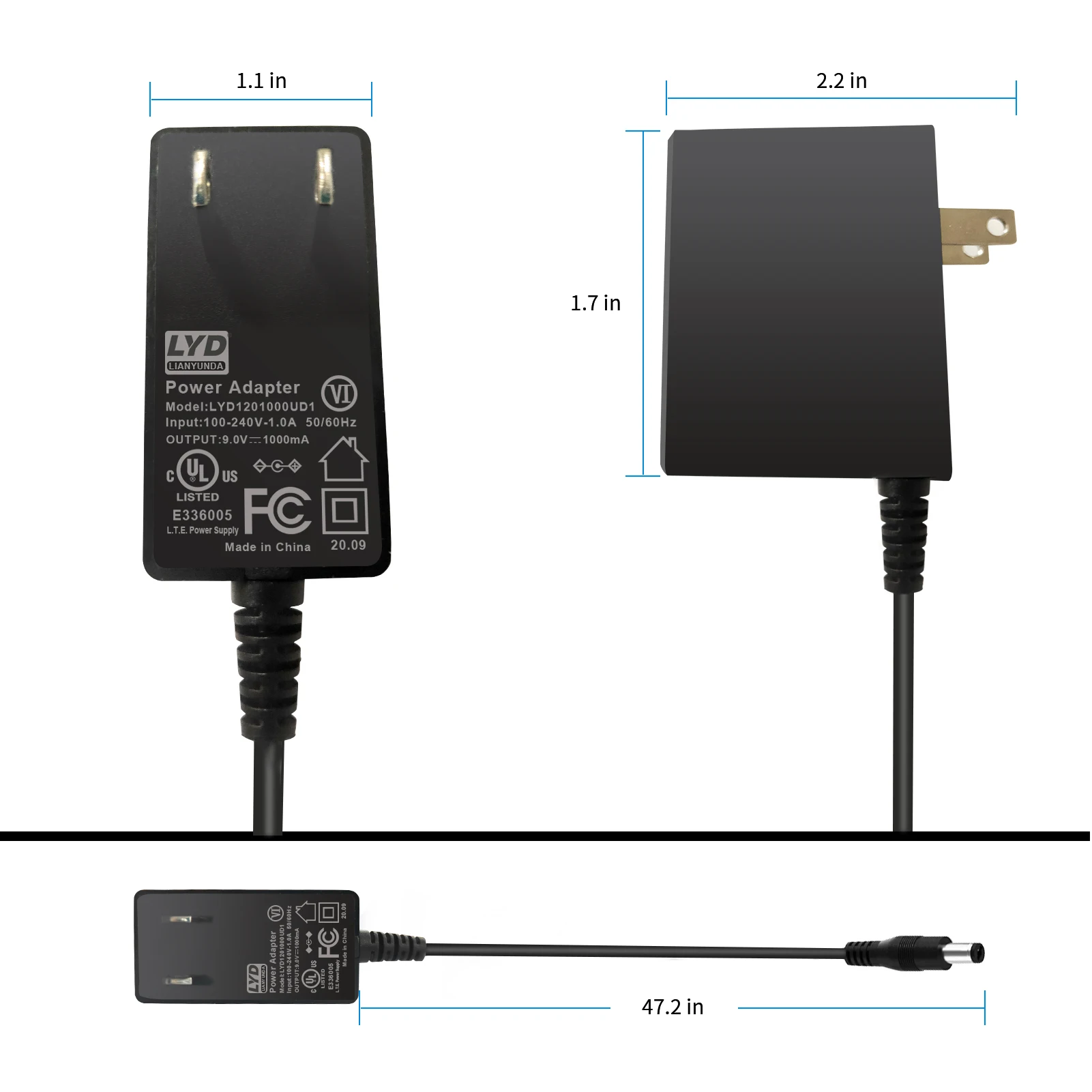 UL FCC CCC certificated power supply  EU US CN KR JP AU plug 9V 1000mA wall charger 9V1A 9W ac dc adapter power adapter
