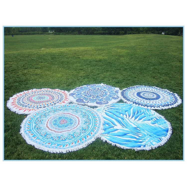 Wholesale Custom Beach Towel Microfiber Sand-Free Round Beach Towel Circle Tassel Towel