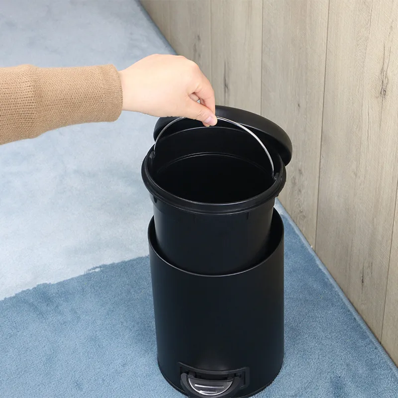 3L Powder Coated Stainless Steel Trash Can Soft Close Lid Airtight Office Household Kitchen Waste Bin under Desk Small Design