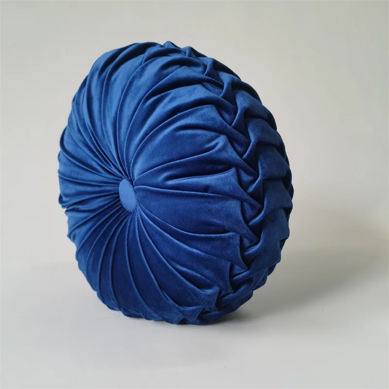Luxury Soft Round Pleated Velvet Handcrafted Function Sofa Cushion Pumpkin Vehicle Wheel Home Decorative Throw Pillows For Couch