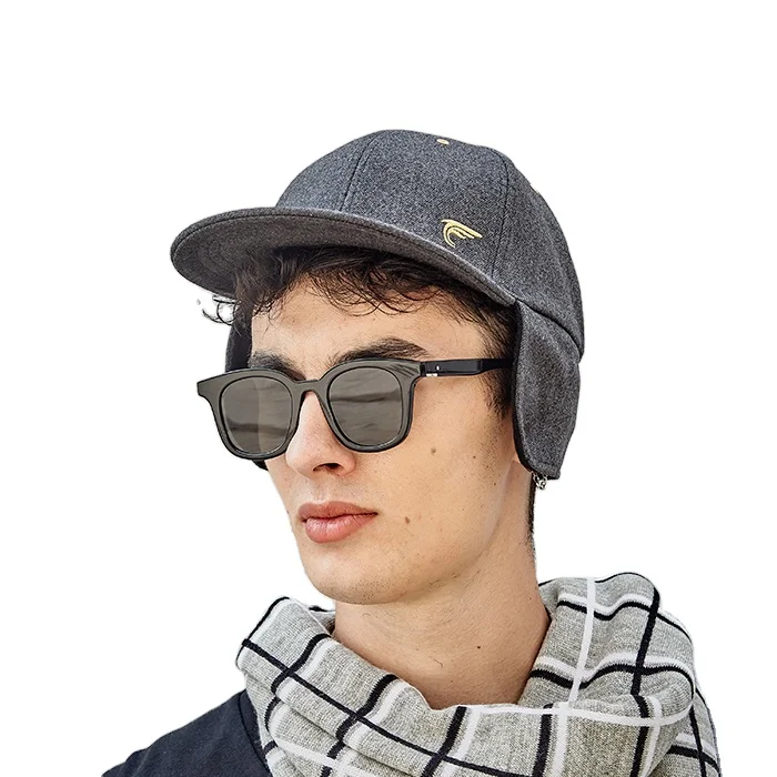 Custom logo gray black khaki beige baseball snapback hat cap glitter winter hat wholesales for women men hat with ears