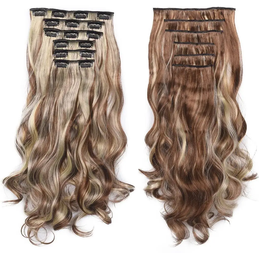 Оптовая продажа, 6 шт., 16 зажимов, кудрявые накладные синтетические волосы, дешевые кудрявые накладные волосы