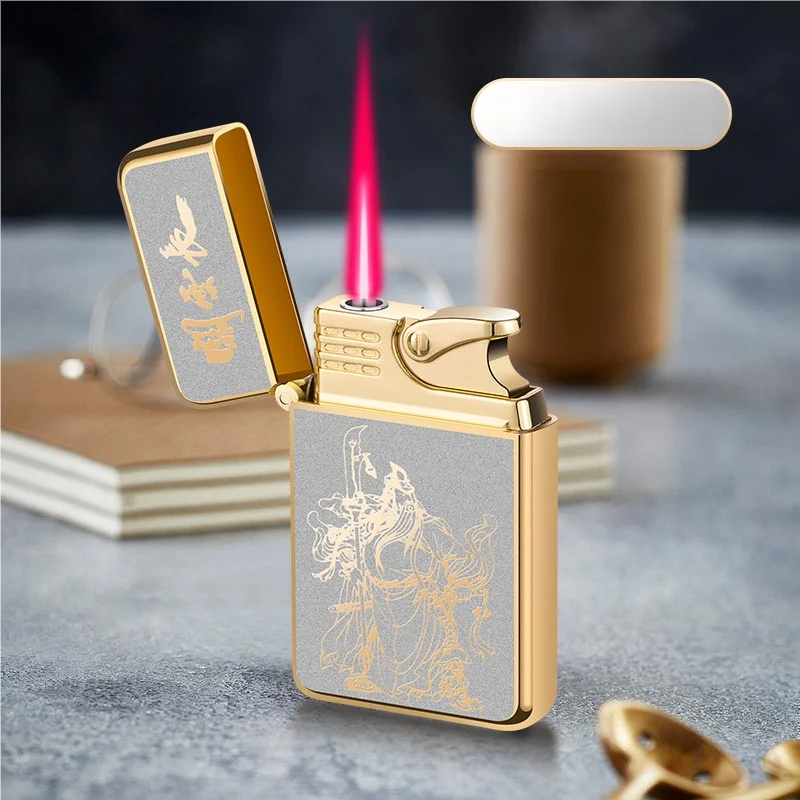 Torch Cigar Lighter Refillable Butane Cool Windproof Lighters Metal Casing,Direct Flame Lighter For Smoking Jet Flame