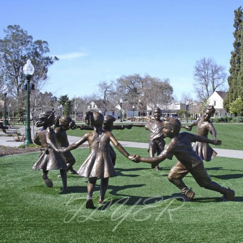 Direct selling bronze garden statues decorations metal craft children bronze children on bench statue