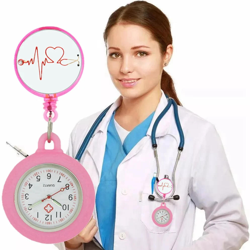 Cute Design Clip-on Fob Watches Analog Quartz Movement Easy Read Dial  Nurse Watches