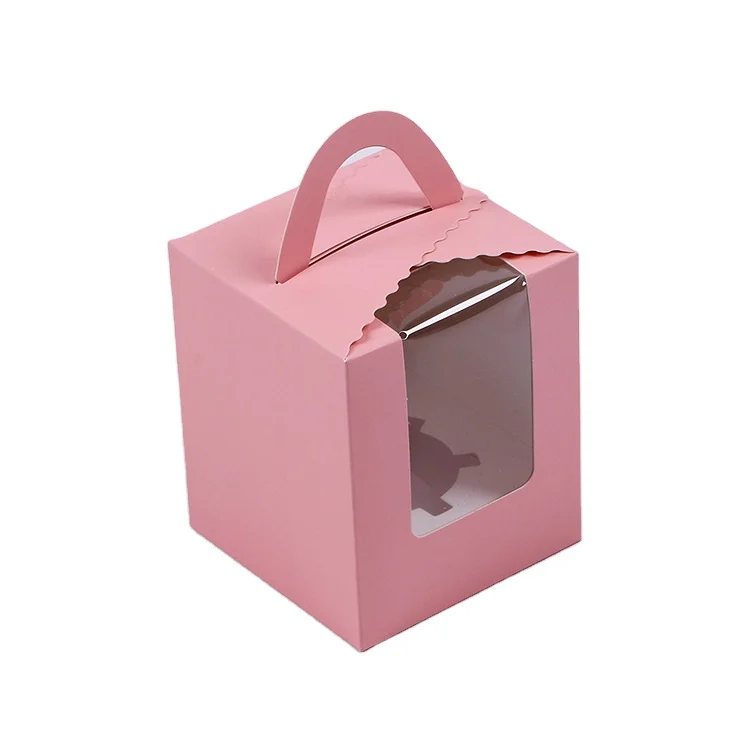 Colorful Foldable Kraft Paper Cake Box Private Label Paper Cupcake Box Muffin Packaging 1cupcake Boxes Art Paper Rectangle 005