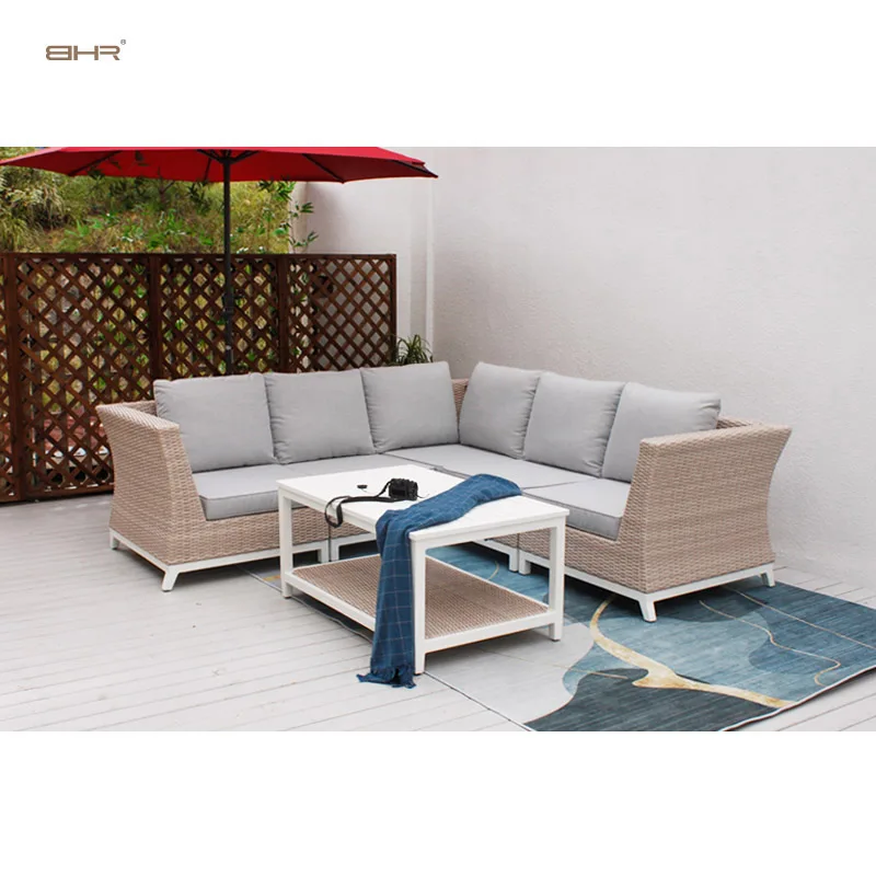 BHR outdoor furniture cheap sectional rattan backyard wicker  patio garden corner sofa  furniture outdoor plus size combo set