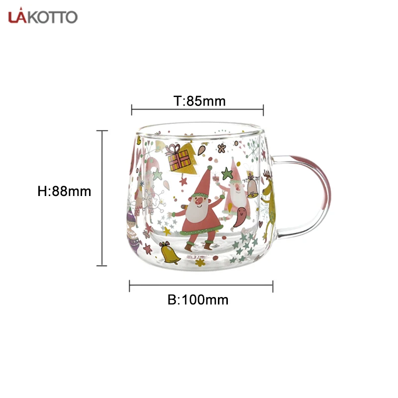 10 oz large tea glass mugs with handles, double wall glass Perfect for Latte, Mocha, Cappuccino, Tea and Juice