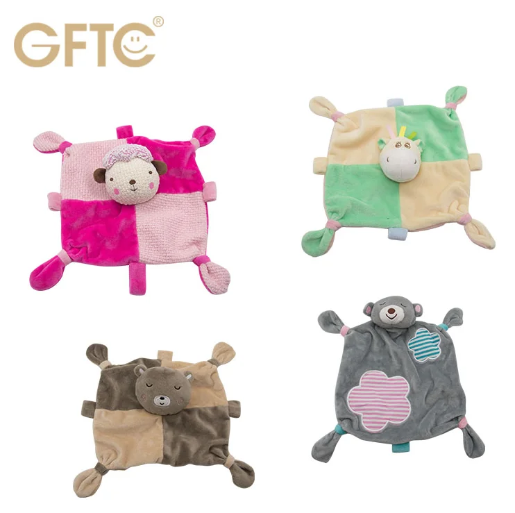 Newborn Security Blanket Customized Cute Animal Shape Soft Cotton Baby Comfort Blanket