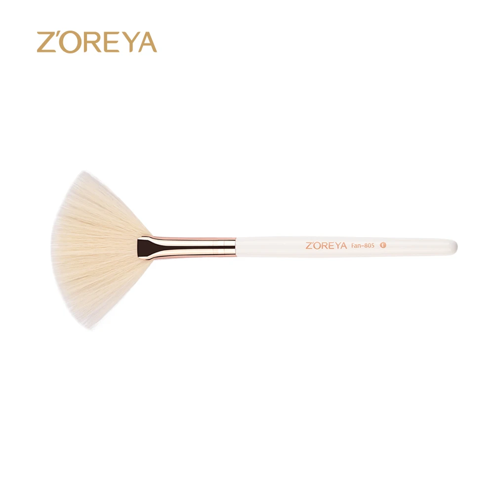 Fan Blush Cosmetic Private Label Makeup Brush for Women Custom Logo New Single Makeup Brush Synthetic Hair Wooden Hande ISO9001