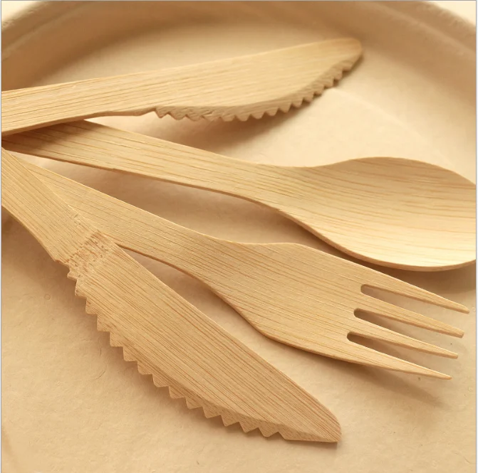 Disposable bamboo knife/ fork/ spoon/ utensils 16.5-17 cm