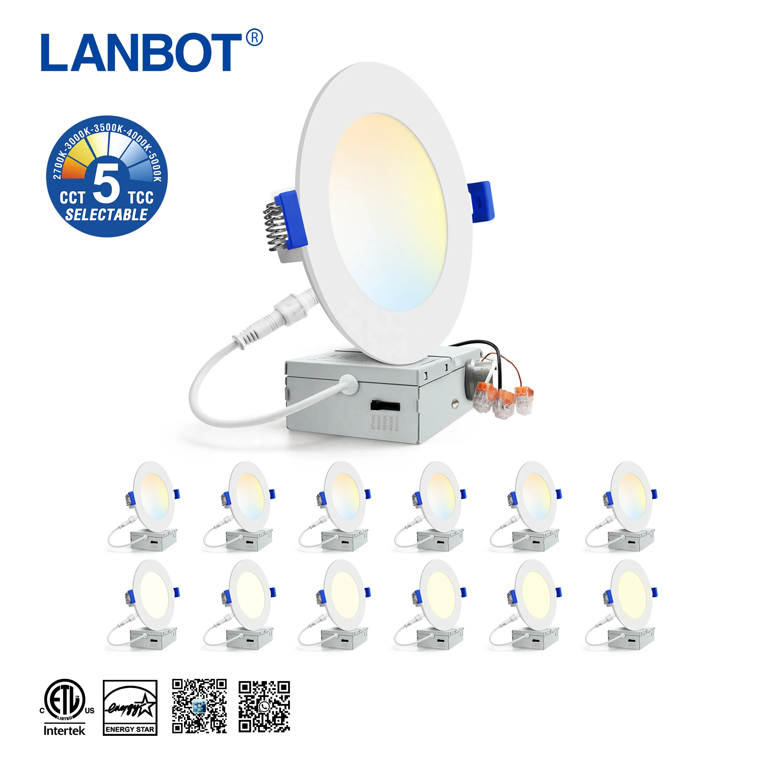 Newest Smooth Trim AC 110V 120V Pot Lighting Adjustable Color Recessed Dimmable LED Lights