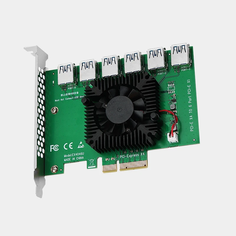 PCIEx4 one drag four graphics card converter board USB3.0 external graphics card with cooling fan pci-ex4 to x16