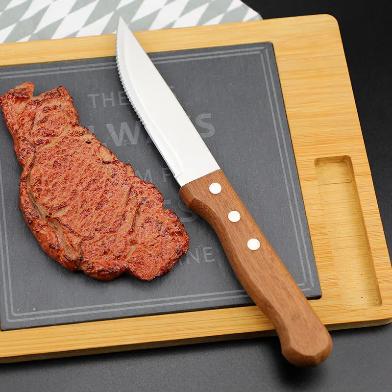 2023  top seller DDP Cooking kitchen tools  stainless steel steak knives wood handle steak knife