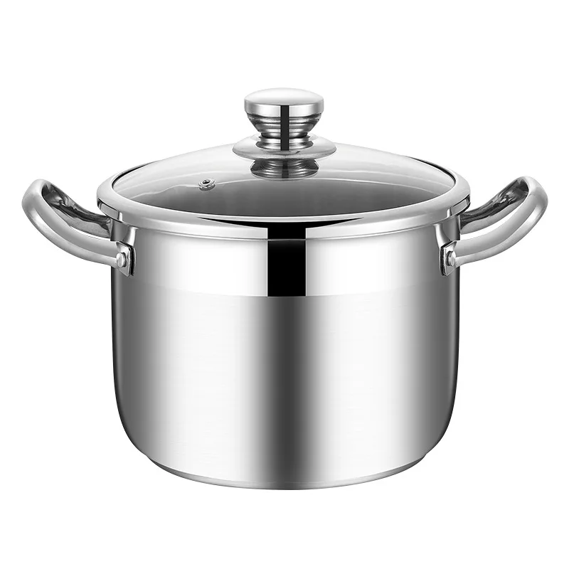 Stainless Steel Stock Pot with Encapsulated Bottom Matching Tempered Glass Steam Vented Lids Dishwasher Safe