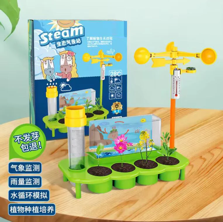 Spot goods plant growing kids education plant ecological weather station science toys kit