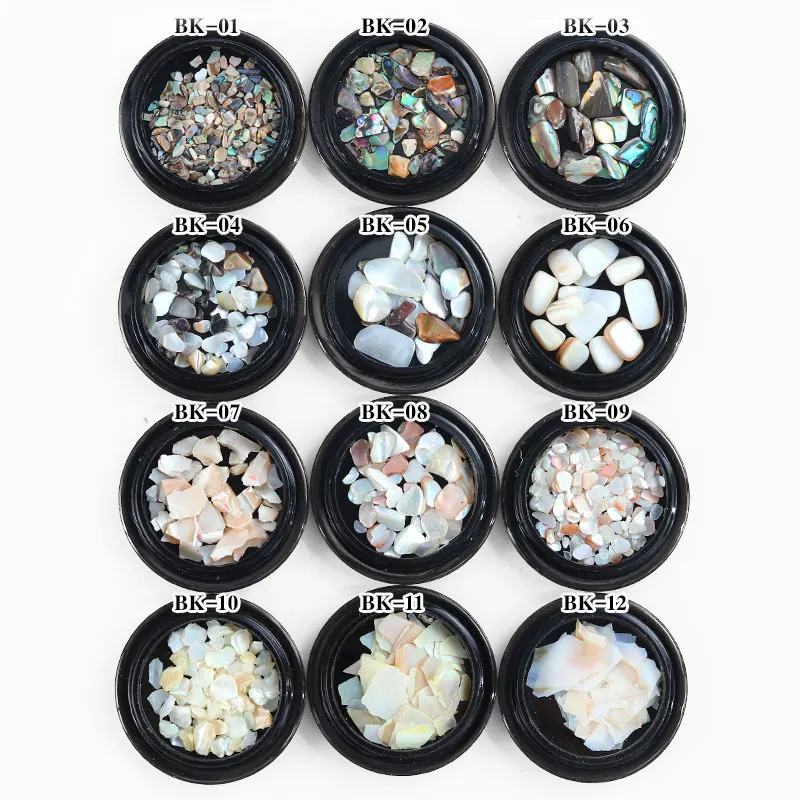 
Japanese beauty shiny pearl shell slice shaped 3d decals nail decoration thick shell nail decoration 