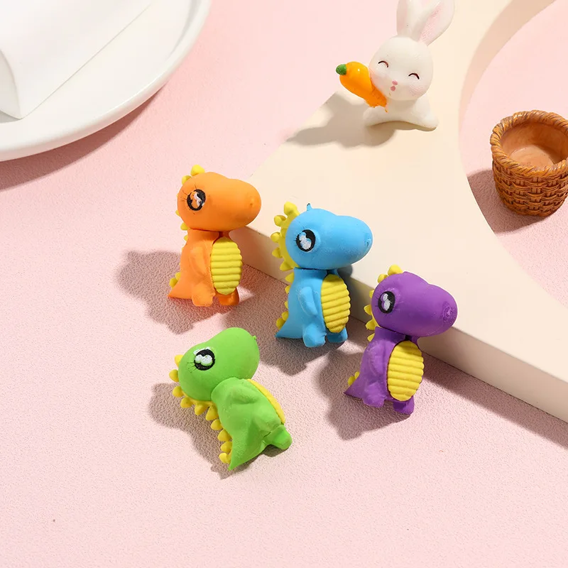Cartoon dinosaur shape 3D eraser purple color available children students wholesale stationery for gift
