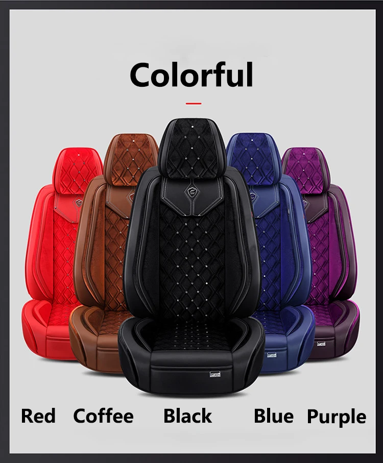 leather and velvet Custom  Four Seasons Universal Car Seat Cover Bag Set Customized with diamonds in winter