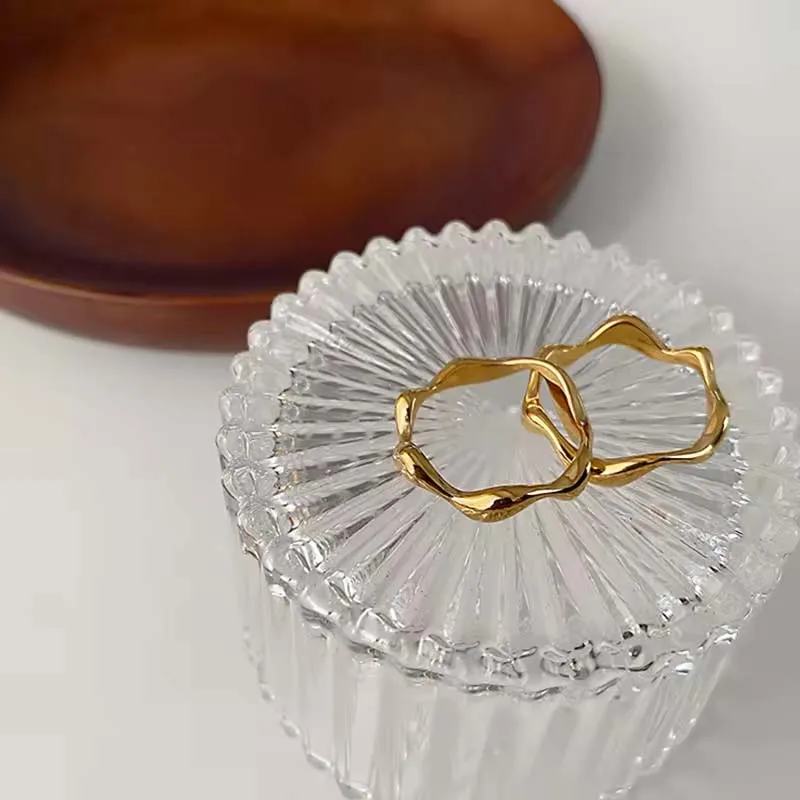 AOFEI Jewelry 18K Gold Plated Wonky Squiggle Stainless Steel Trendy Fashion Wave Ring