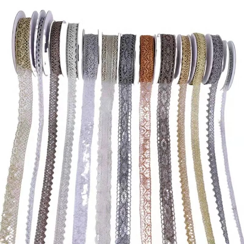 
Webbing Decor DIY Craft Gift Packing Sewing Supplies Gold Silk Lace Trim Ribbon C004 
