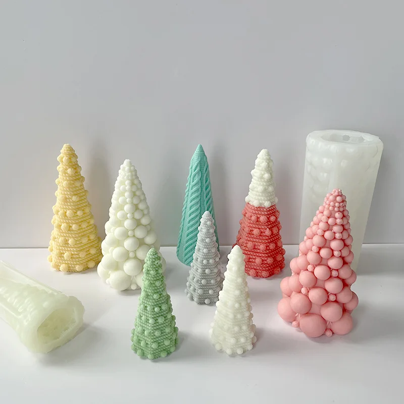 Diy Resin Christmas Theme Christmas Tree Snowman Cedar Weeping Pine Cone Silicone Rubber Wax Christmas Tree Candle Mold