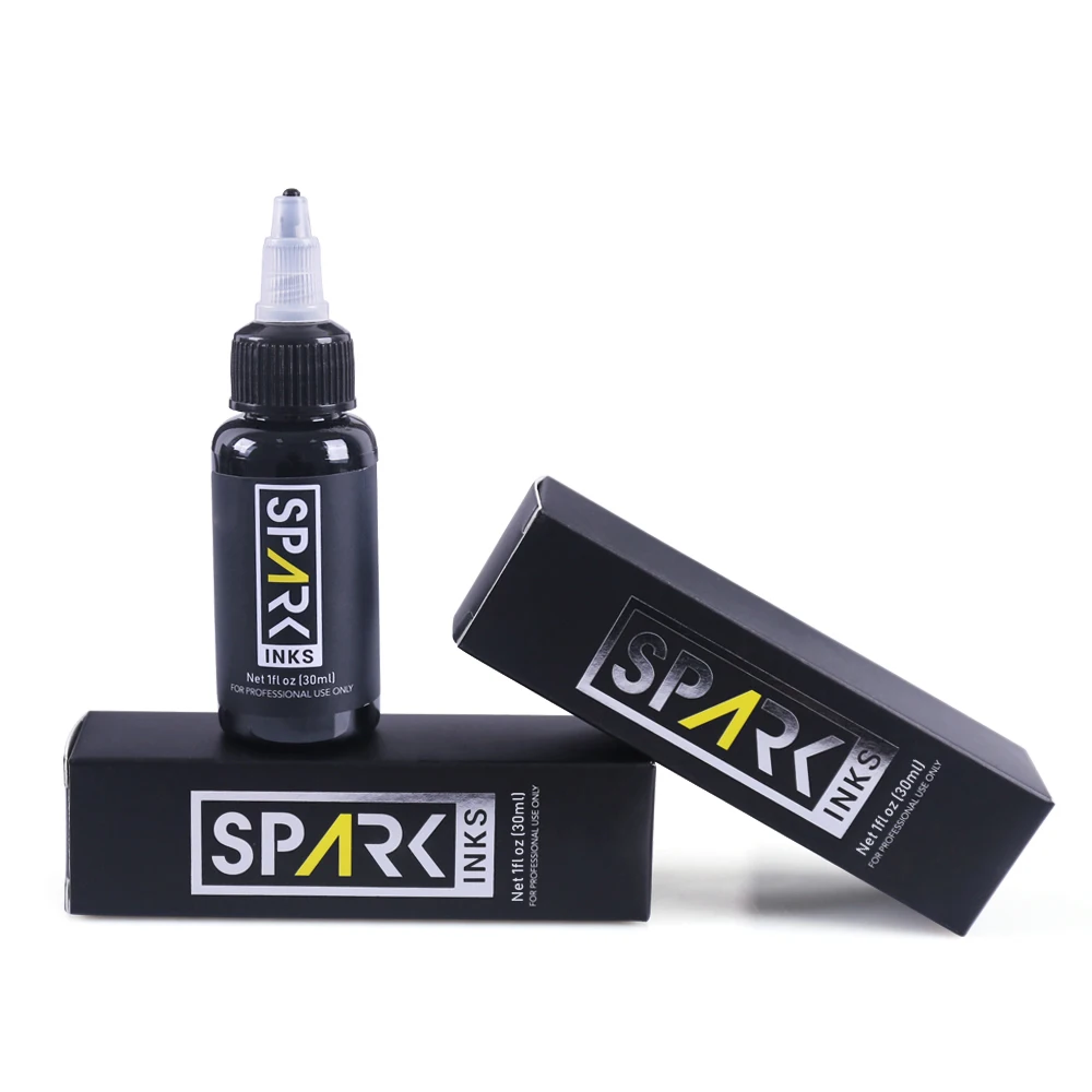 Spark Wholesale Custom 1OZ 30ML Cosmetic PMU Makeup 7 Color Organic Non-toxic Black Tattoo Pigment Rack