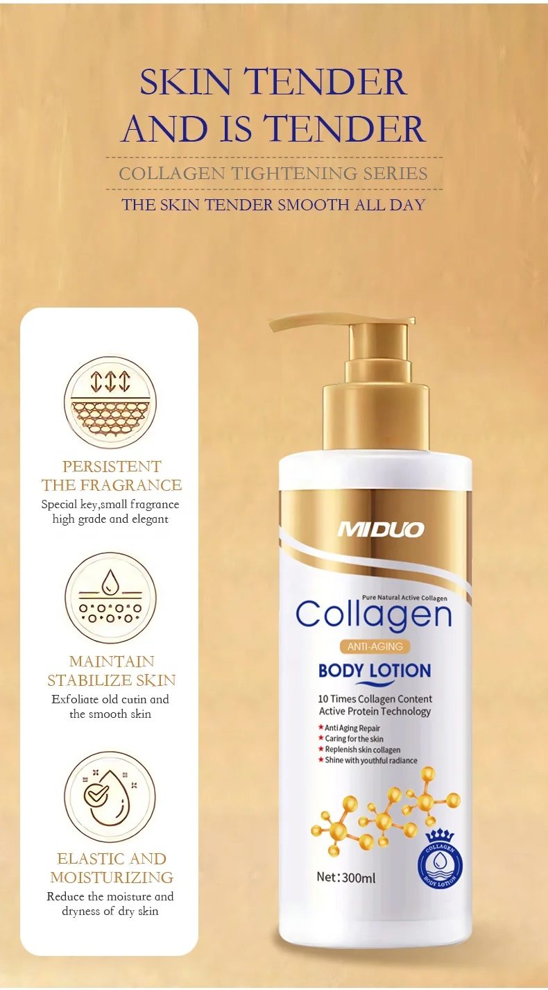 OEM Sample 300ML Private Label OEM ODM Replenish Skin Collagen Cream Body Moisturizers Lifts Firms And Tightens Lotion