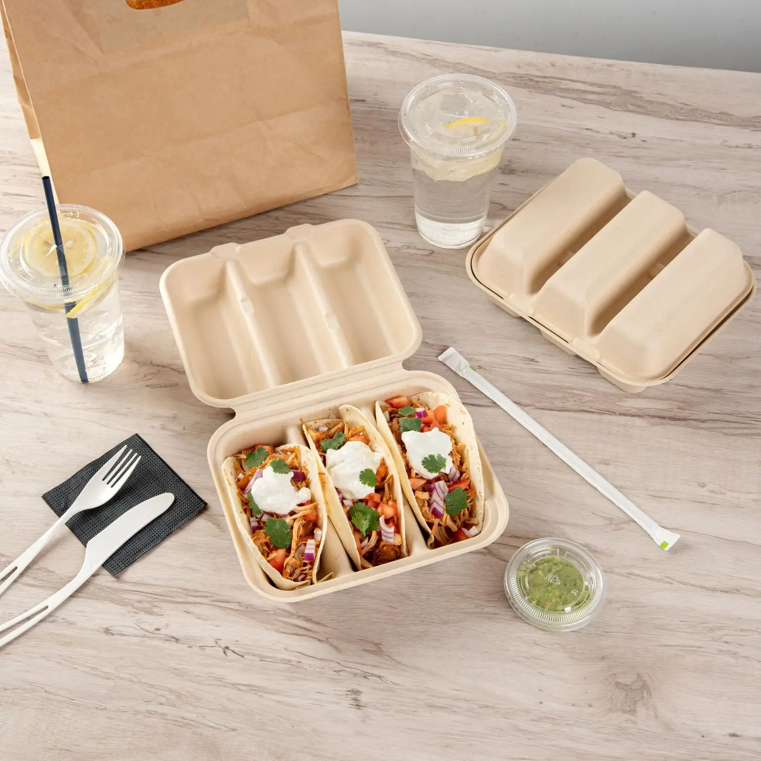 Custom Disposable Taco Taco Box Bagasse Crispy Tortilla Sugarcane Taco Box