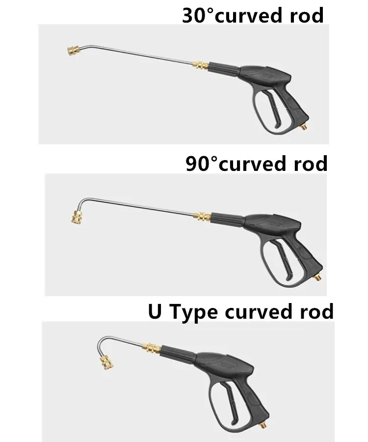 High Pressure Washer Rod Cleaner Attachment for Lance Wand 1/4 Quick Connect Rotary Extension Curved Rod