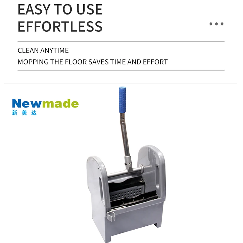 Mop Wringer Pp Industrial Professional Side Press Mop Plastic Single Bucket Trolley With Wringer Mop And Bucket Set Wringer