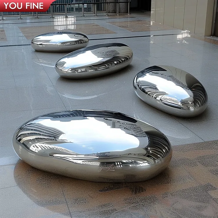 Custom Size Pebble Art Modern Metal Decorations Stone Home Stainless Steel Sculpture