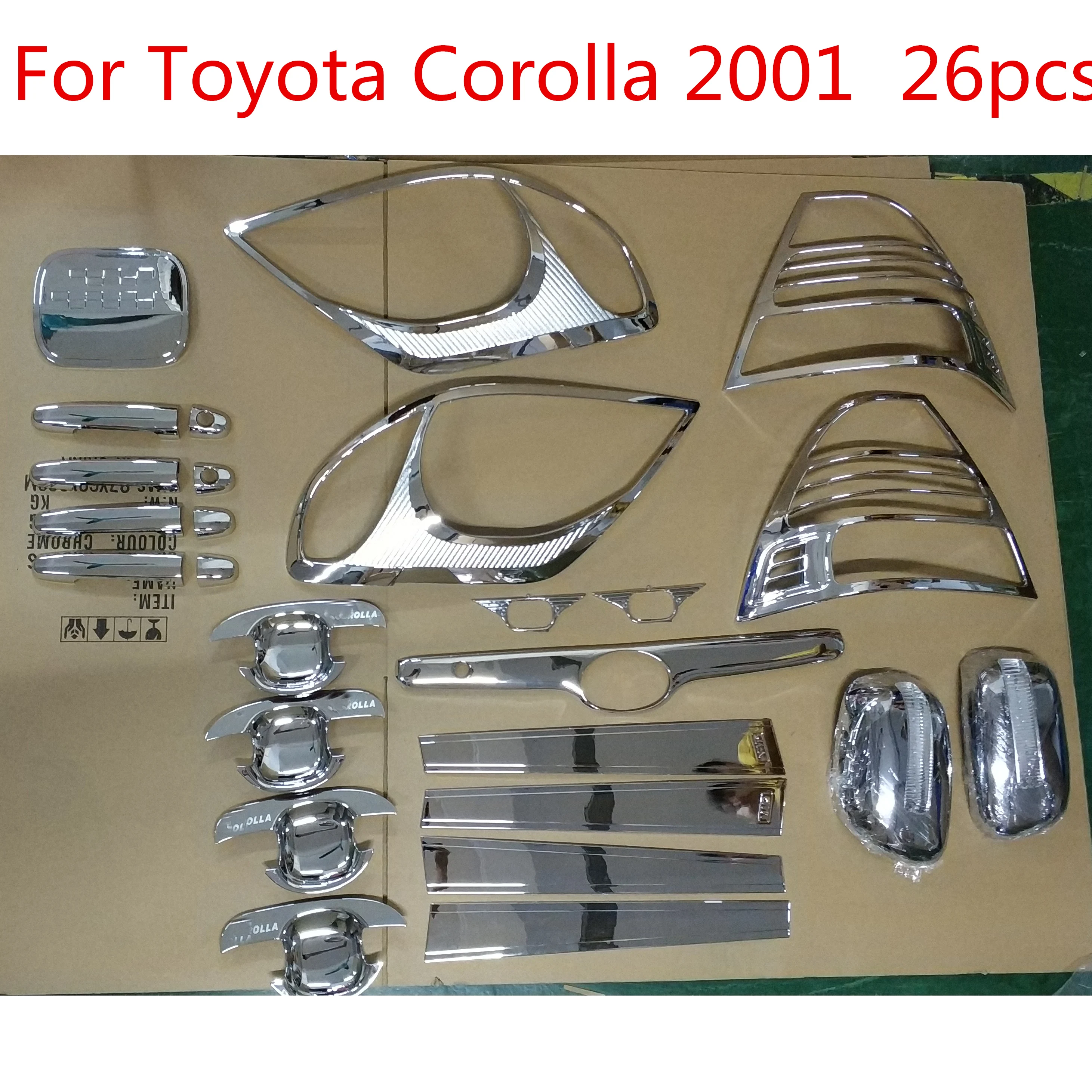 2001-2004 For Toyota Corolla E12 Chrome Accessories Trim Stickers Car Styling handle bowl cover head lamp covers