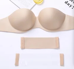Backless Strapless Bras Push Up Padded Bra For Wedding Party Half Cup Seamless Bra