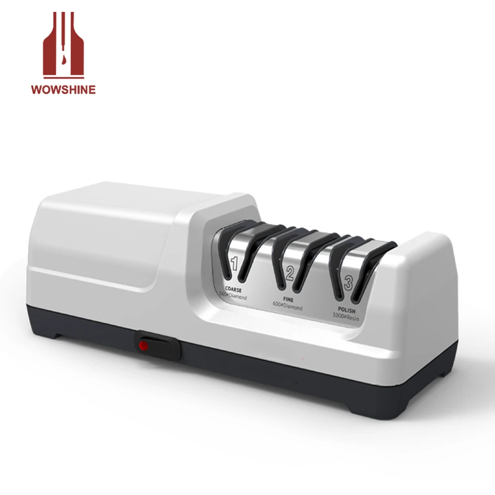 3 in 1 Electric Knife Sharpeners with Diamond Abrasives and Precision Angle Guides for Straight Blade Knives