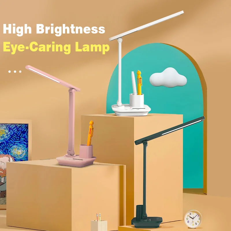 Factory Manufacture New Design Led Pen Holder Desk Lamp With Usb Rechargeable Portable Learning Table Light Lamps For Students