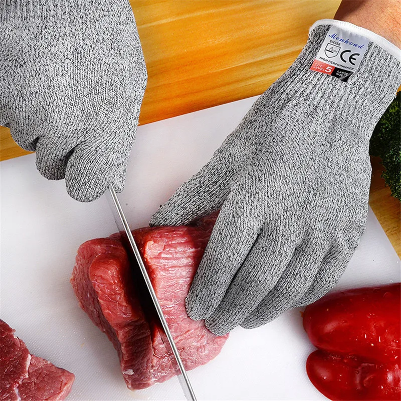 The cut gloves HPPE knitted kitchen cut-proof gloves Labor protection woodworking slaughter cutting prevention  gloves
