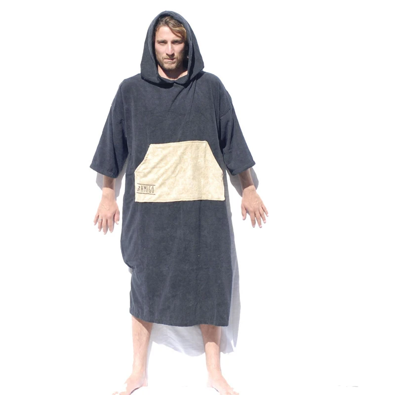 100% Cotton Custom High Quality Low MOQ Custom Microfiber Adult Surf Poncho Hooded Towel Poncho Towel Surfing Changing Poncho