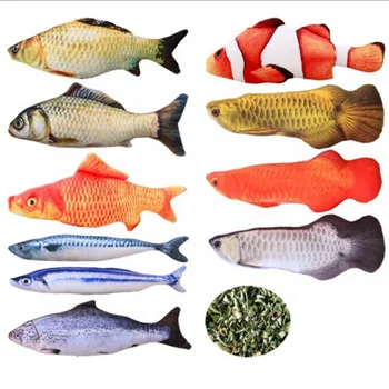 Wholesale Cute Stuffed Natural Filled Interactive chew Soft Plush floppy electric magnetic fishing pet dog cat nip toy