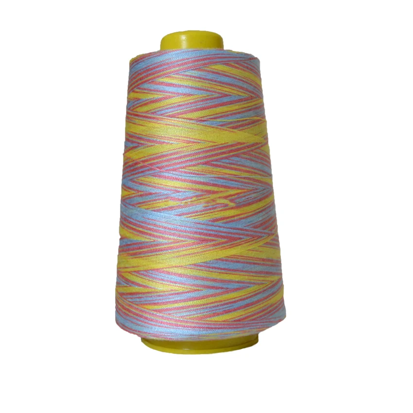 402 Colorful Polyester Cotton Thread multicolor rainbow overlock thread domestic sewing thread in China