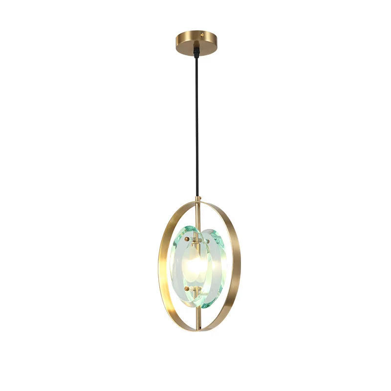 G9 led crystal blue glass minimalist restaurant pendant lamp Lustre home gold metal vintage led hanging light fixture bed lamp