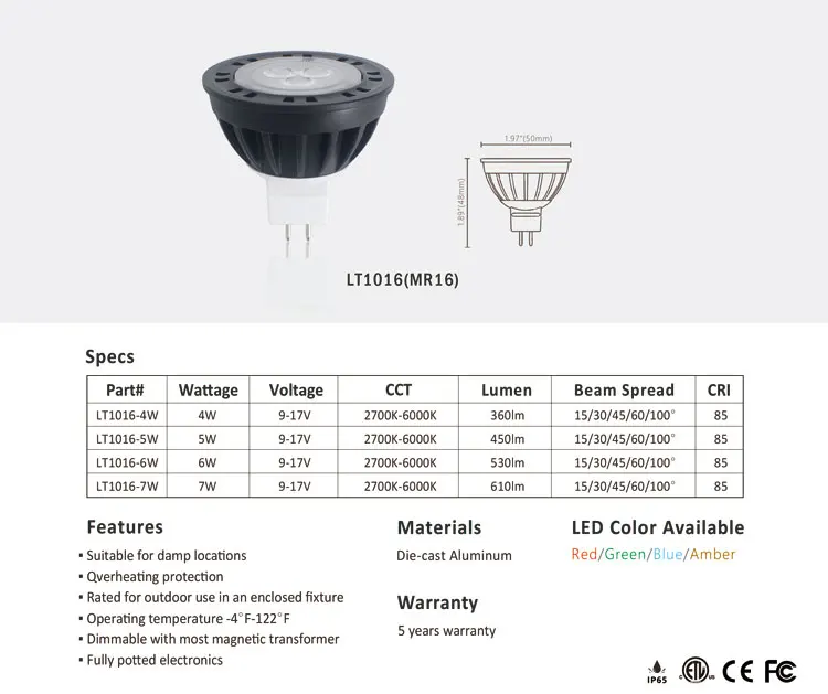  LT-1016 светодиодные фары 12V 6ВТ MR16 лампы LED освещение ландшафта с COB для того чтобы исправить наружний Солнечный Светодиодный прожектор