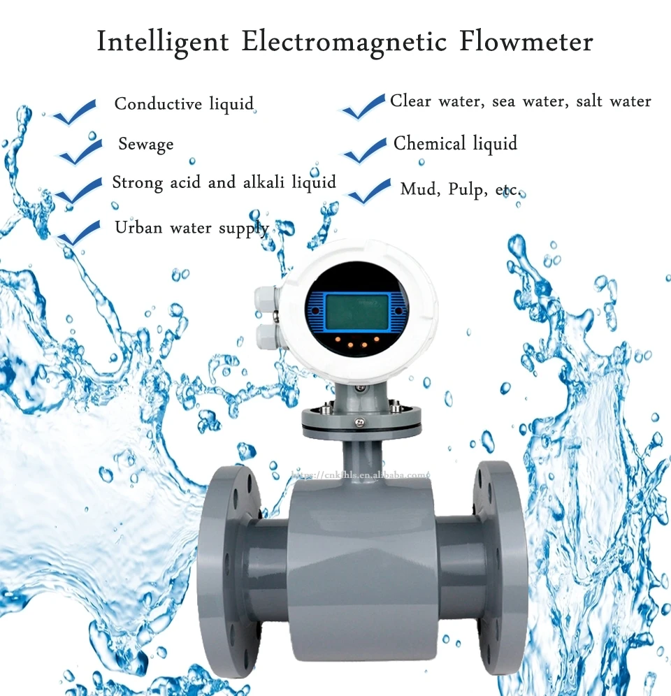Modbus Magnetic electromagnetic flowmeter battery acid volume flowmeter digital oil liquid fuel diesel oxygen air flowmeter