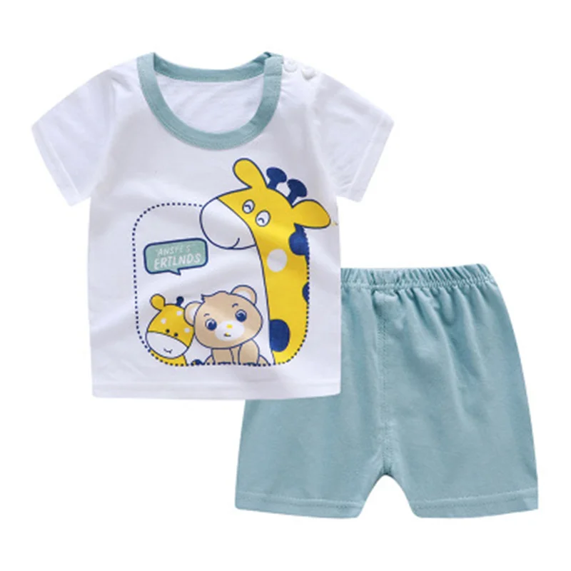 Kids Boy Summer Clothing Sets Children 2pcs Short Sleeve T Shirt+shorts Suit Infant Girl Cotton Tee Baby Cheap Clothes 0-4 Years