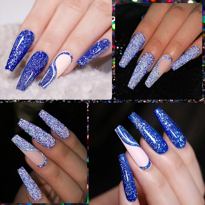 Newest Popular Holographic Series Broken Diamond Effect Reflective Gel Top Coat Uv Soak Off Gel