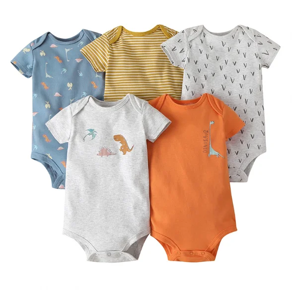 Baby Summer Pure Cotton Clothes Boy girl short sleeve Baby Romper  Cotton Bodysuit  Newborn Onesie 5pc/pack