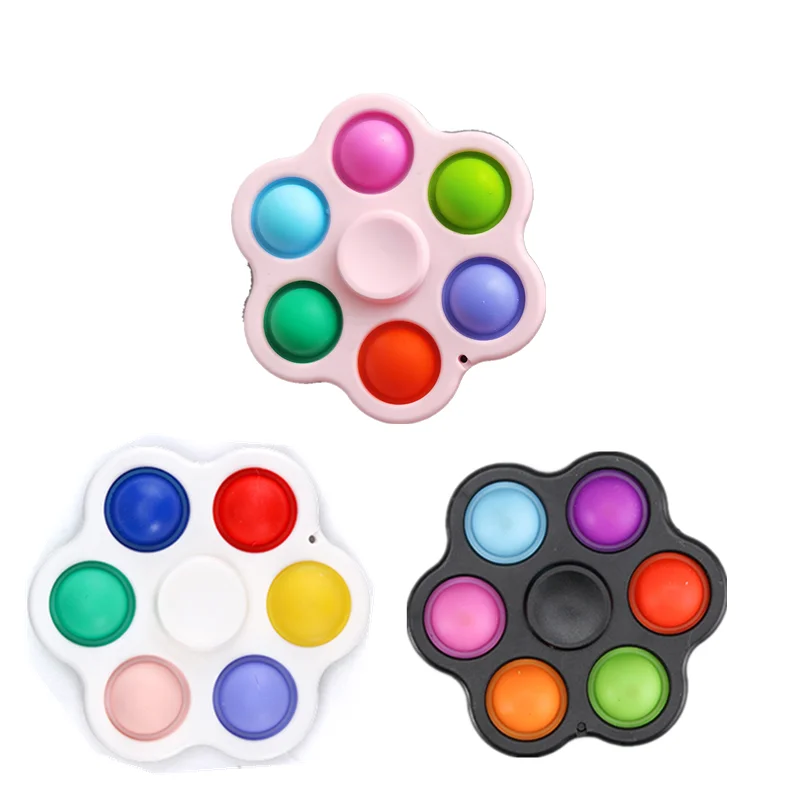 Silicone Relieve Stress Anxiety Bubble Finger Spinner 3D Animated Fidget Sensory Simple Fidget Dimple Toy